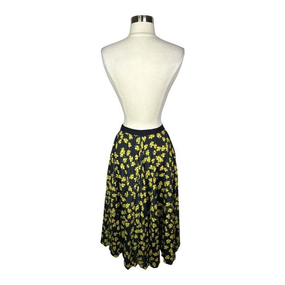 Derek Lam Collective Navy Floral Pleated Skirt - Size 2 (Italian 38) - Picture 6 of 9